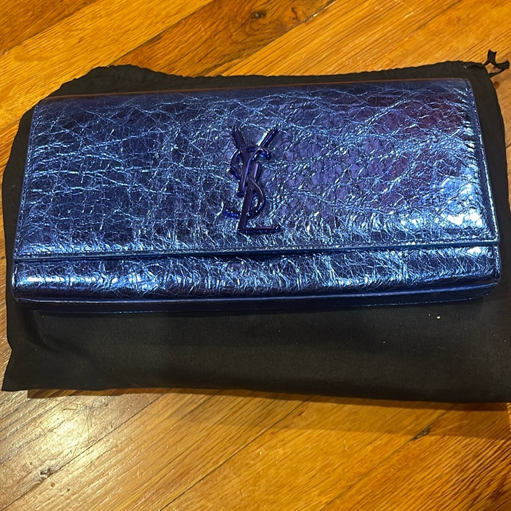 YSL blue clutch